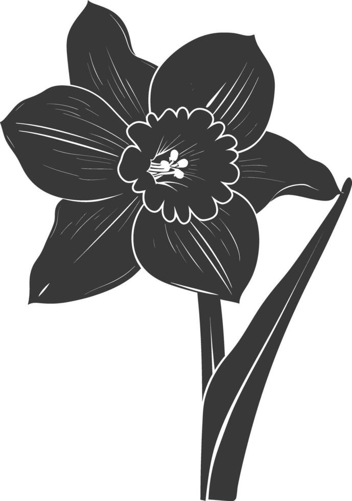 AI generated Silhouette daffodil flower black color only vector