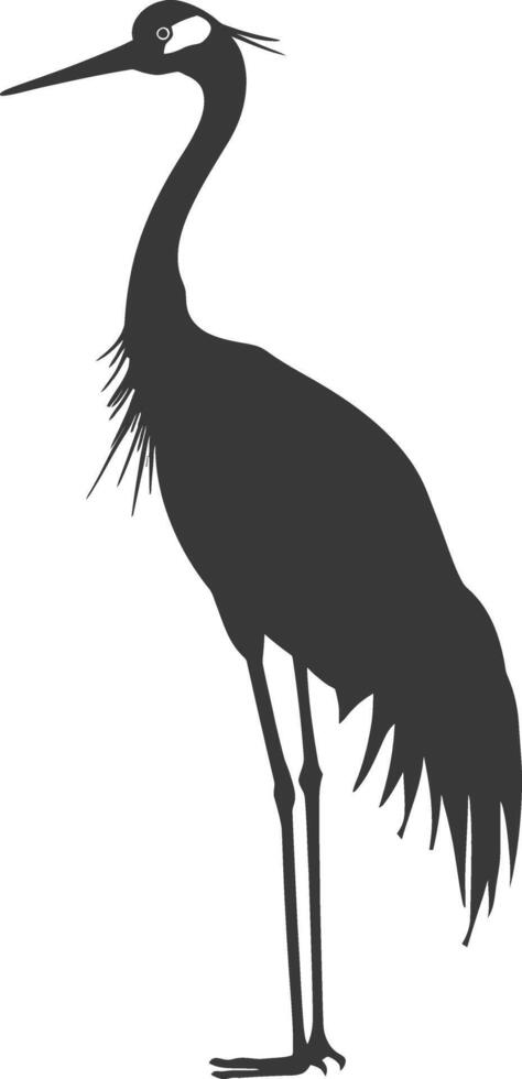 AI generated Silhouette crane bird animal black color only full body vector