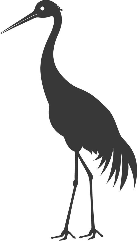 AI generated Silhouette crane bird animal black color only full body vector