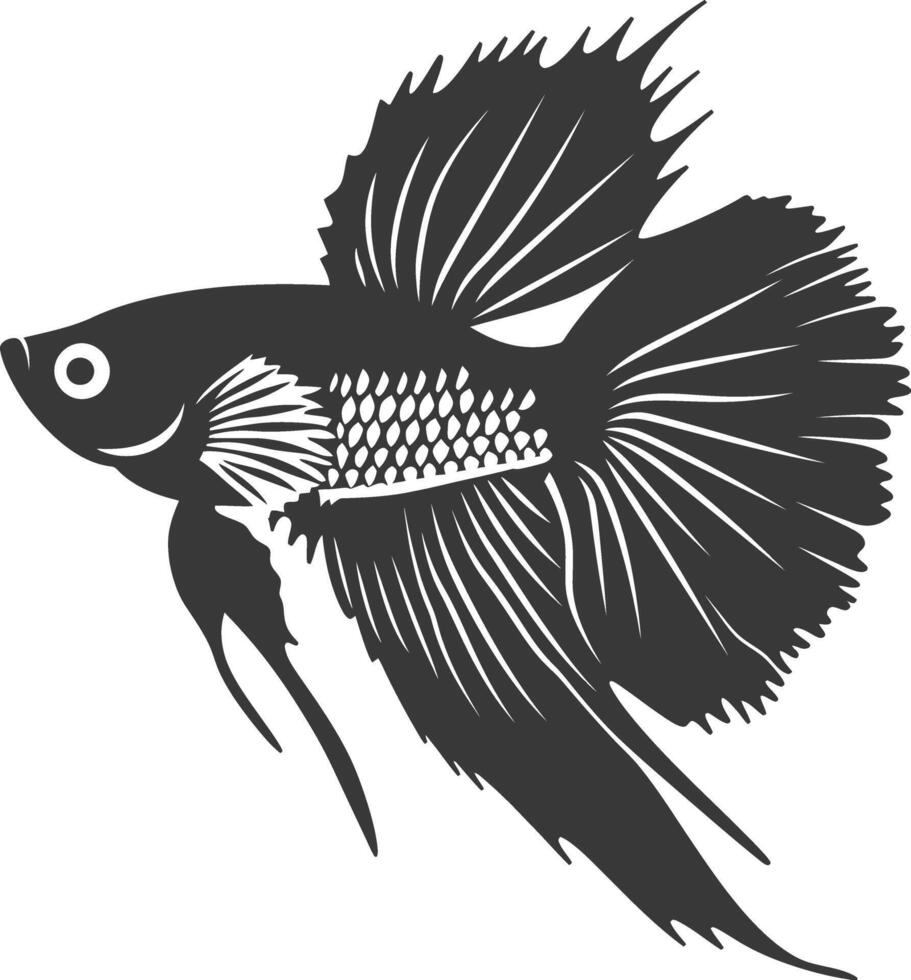 AI generated Silhouette guppy fish animal black color only full body vector