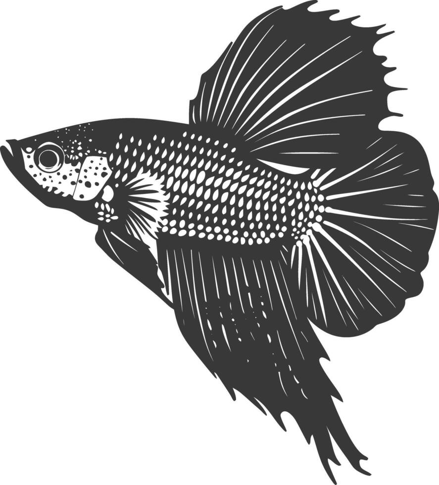 AI generated Silhouette guppy fish animal black color only full body vector