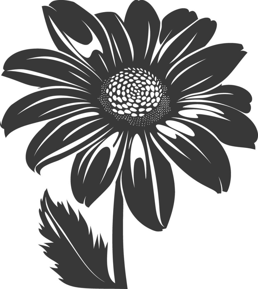 AI generated Silhouette daisy flower black color only vector