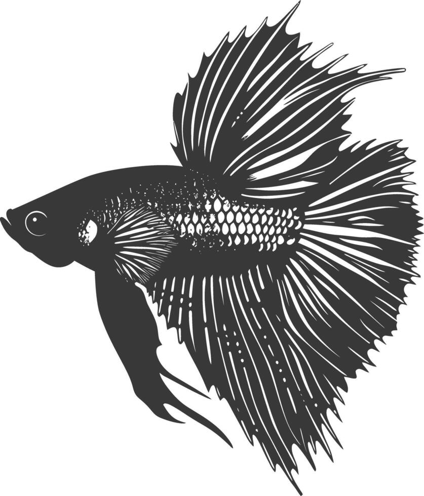 AI generated Silhouette guppy fish animal black color only full body vector