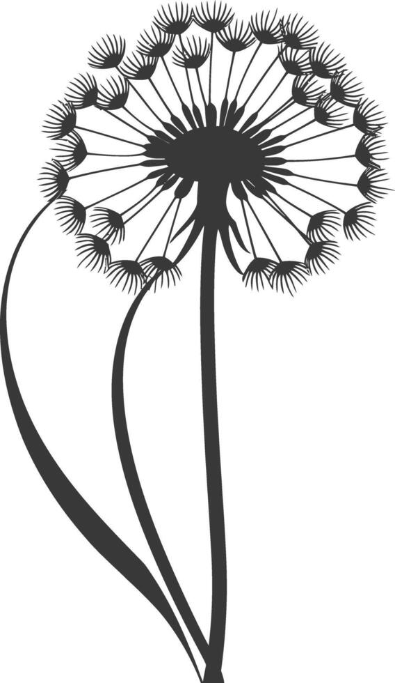 AI generated Silhouette Dandelions flower single black color only vector