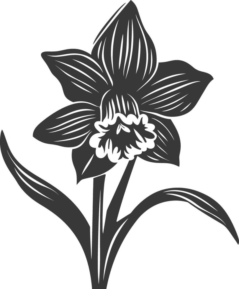 ai generado silueta narciso flor negro color solamente vector