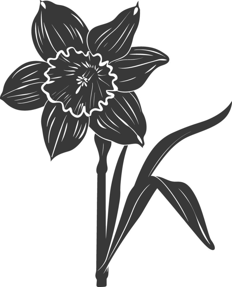 AI generated Silhouette daffodil flower black color only vector