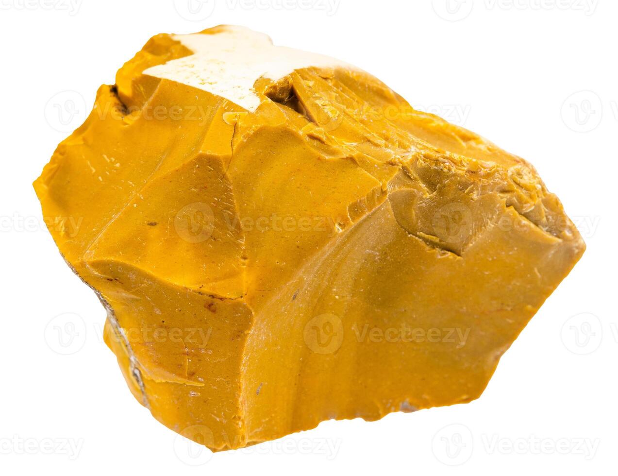 unpolished yellow mookaite mineral isolated photo