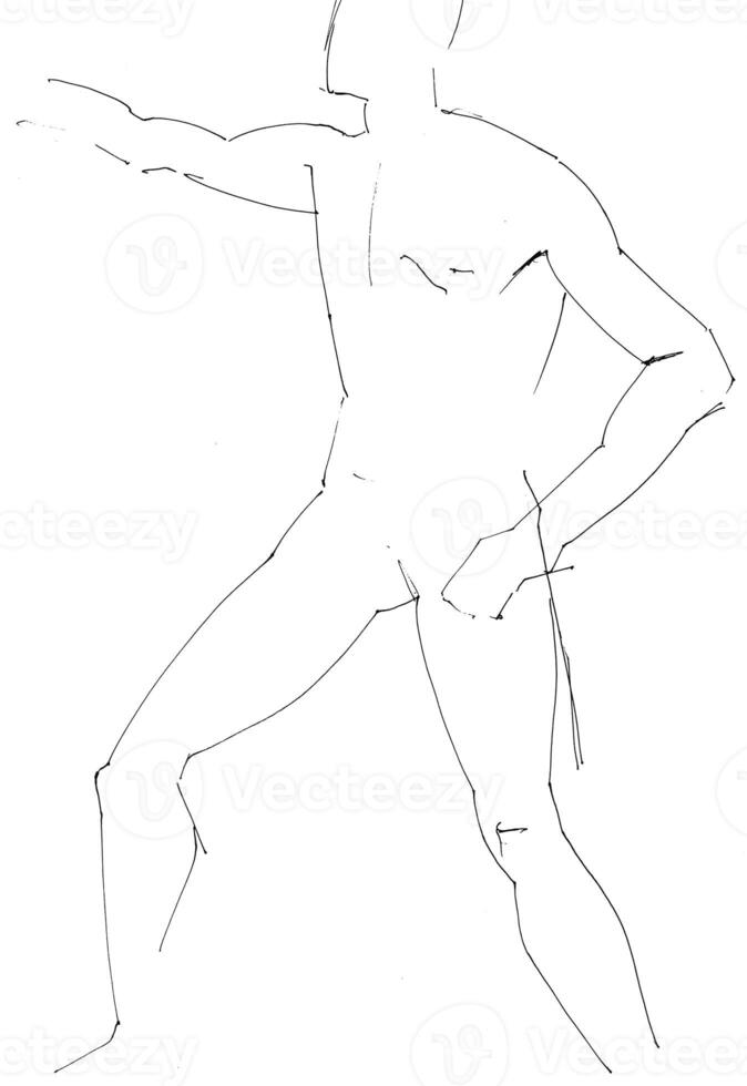 training sketch of hitting male nude model, photo