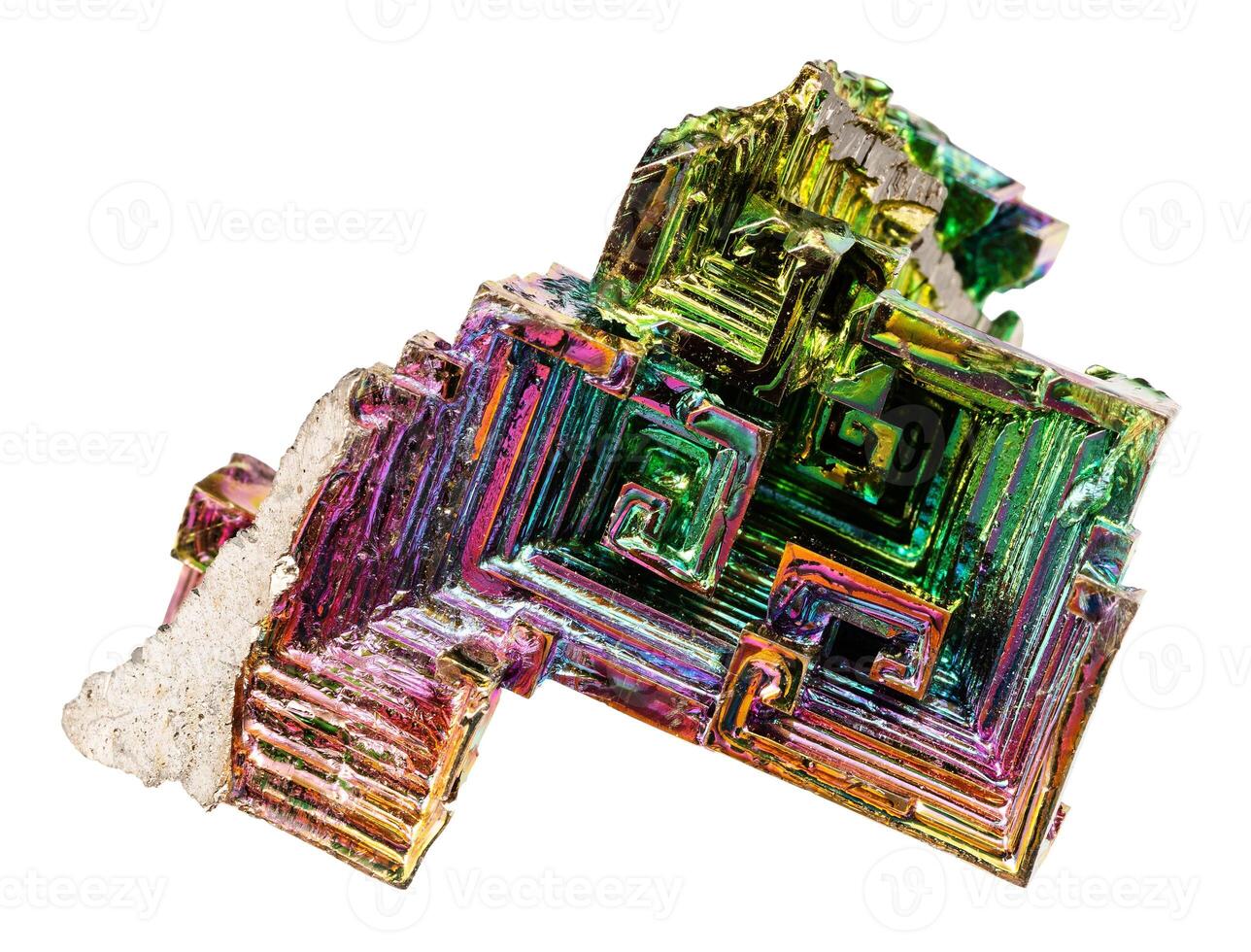 artificial bismuth crystal covered with oxide film photo