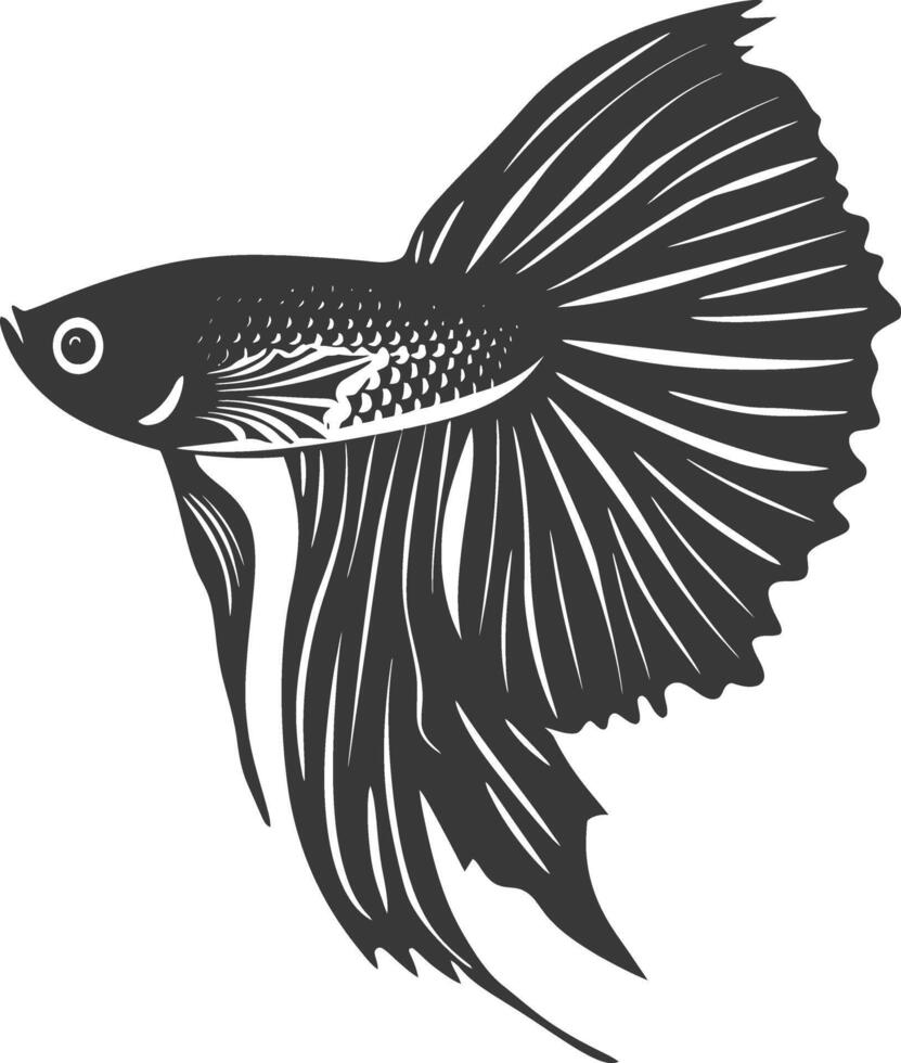 AI generated Silhouette guppy fish animal black color only full body vector