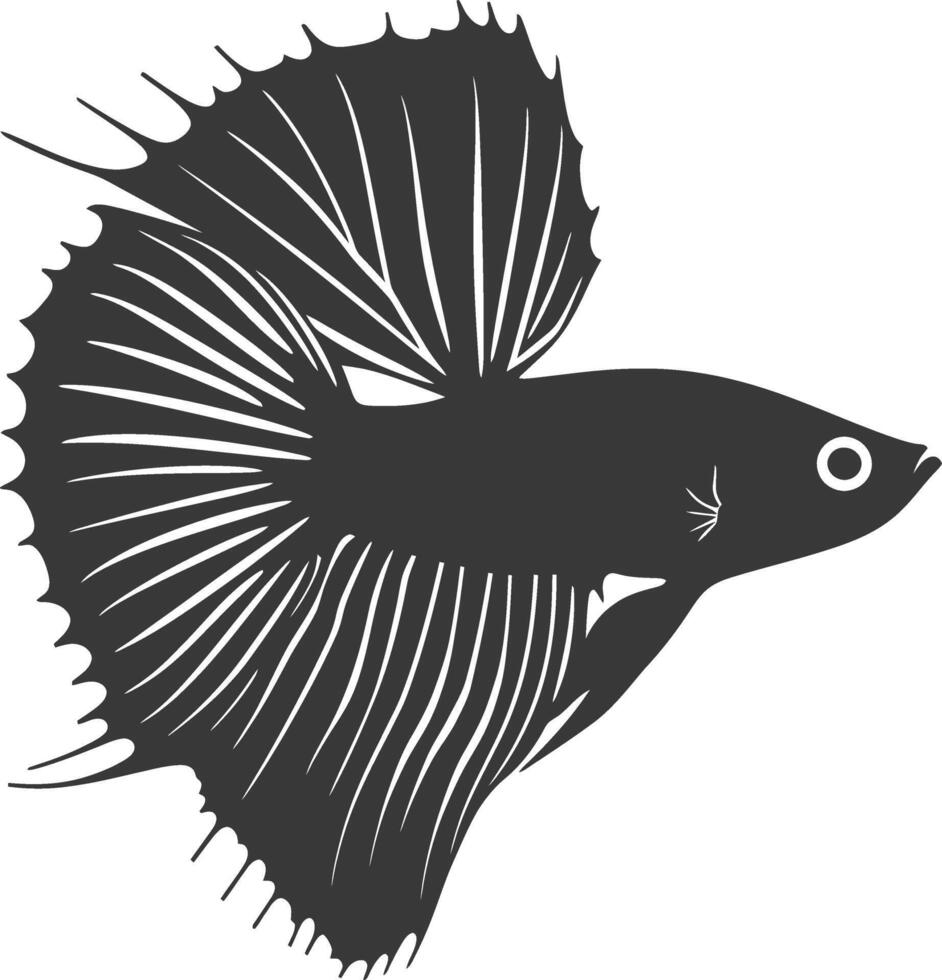 AI generated Silhouette guppy fish animal black color only full body vector