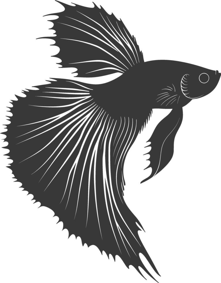 AI generated Silhouette guppy fish animal black color only full body vector