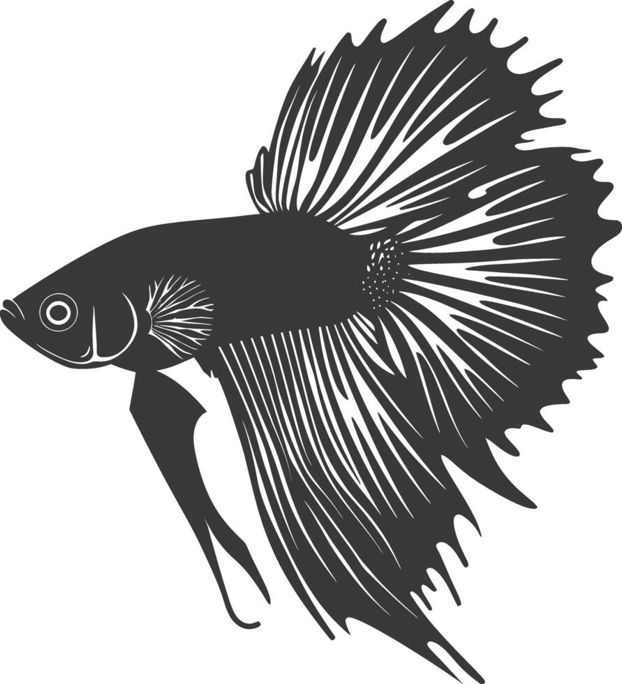 AI generated Silhouette guppy fish animal black color only full body vector