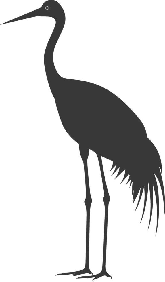 AI generated Silhouette crane bird animal black color only full body vector