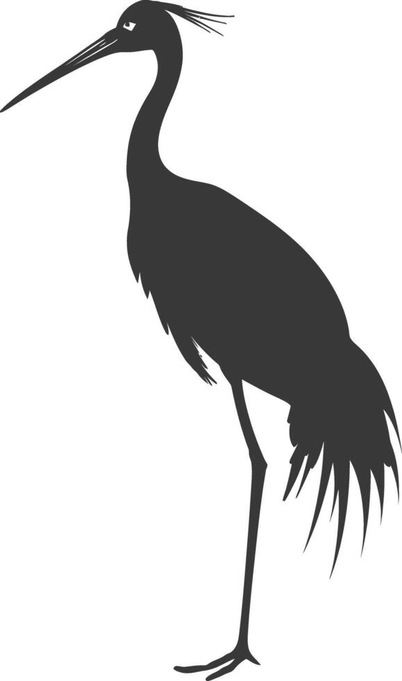 AI generated Silhouette crane bird animal black color only full body vector