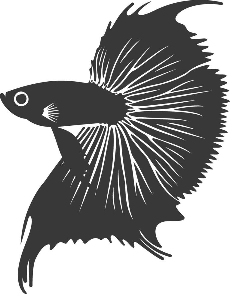 AI generated Silhouette guppy fish animal black color only full body vector