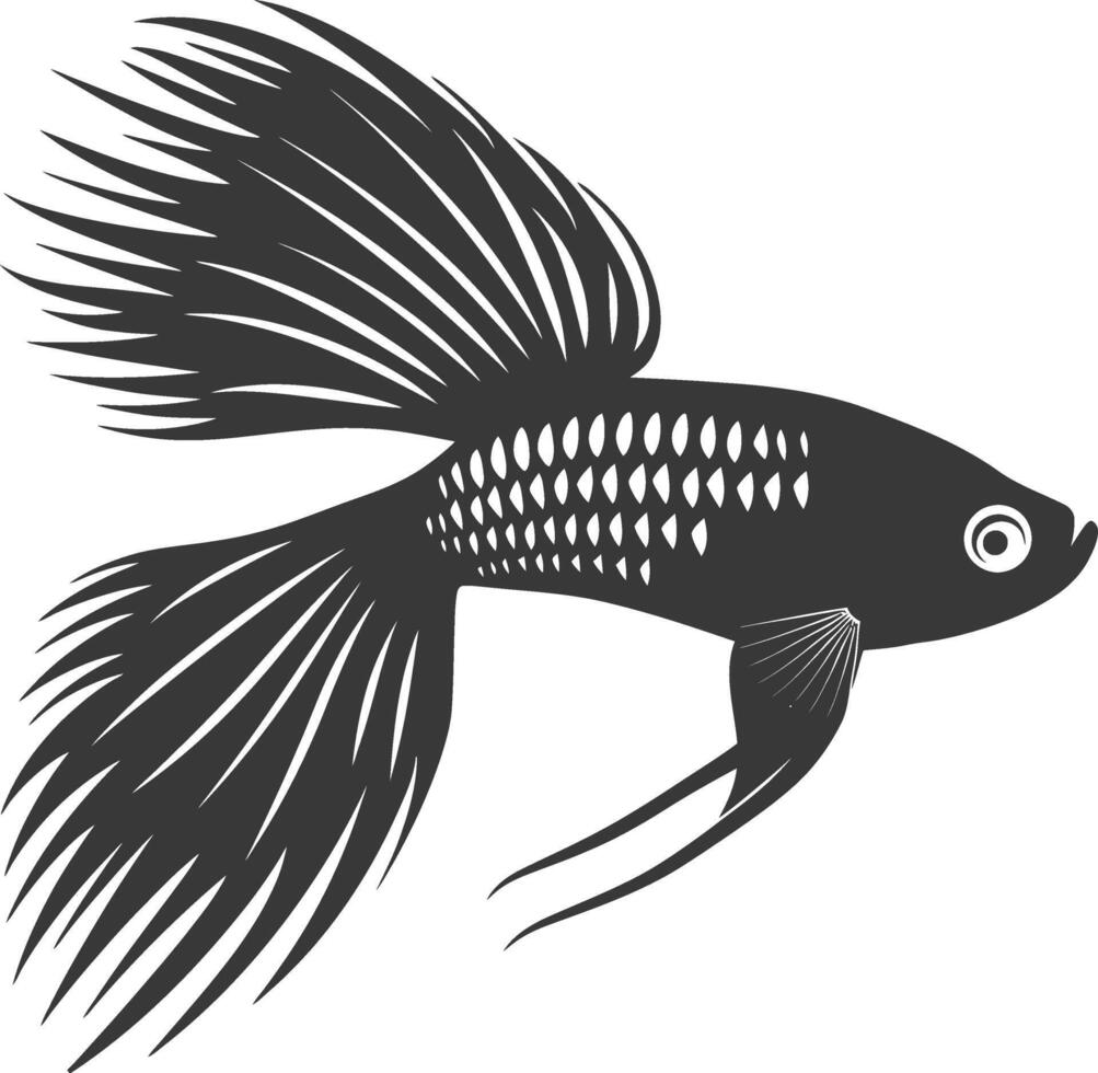 ai generado silueta guppy pescado animal negro color solamente lleno cuerpo vector