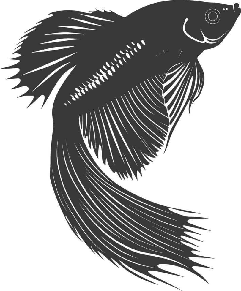 AI generated Silhouette guppy fish animal black color only full body vector