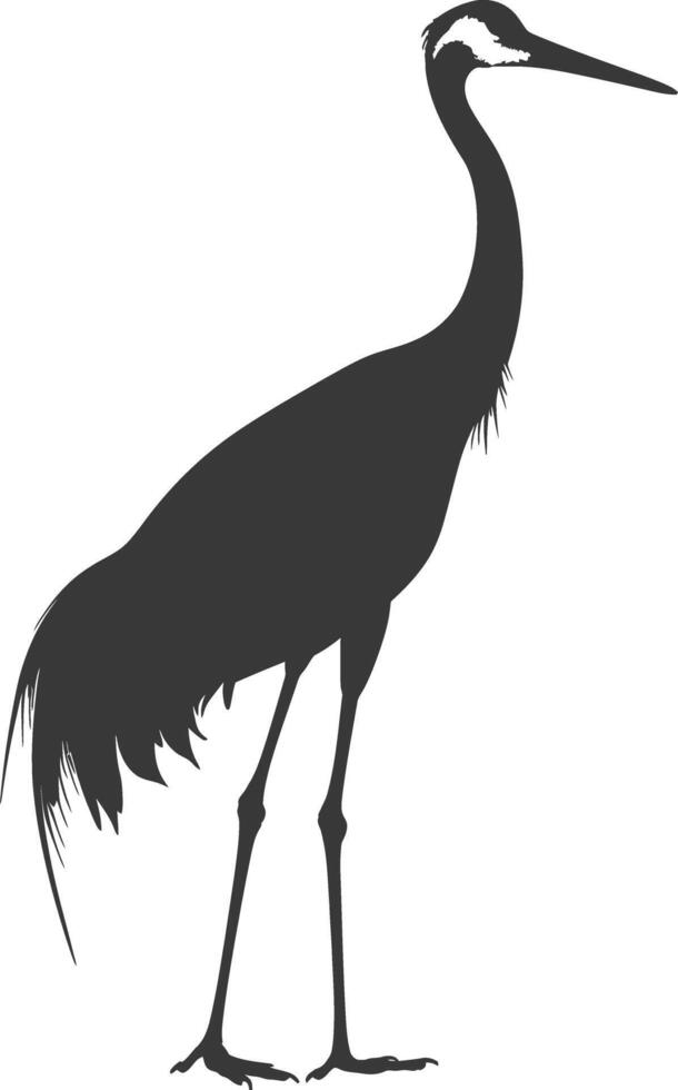 AI generated Silhouette crane bird animal black color only full body vector