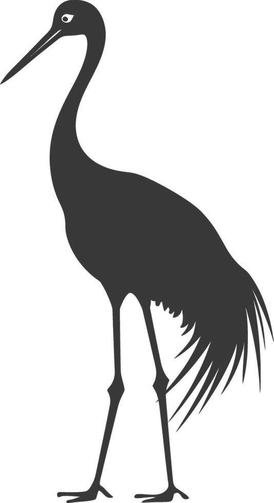 ai generado silueta grua pájaro animal negro color solamente lleno cuerpo vector