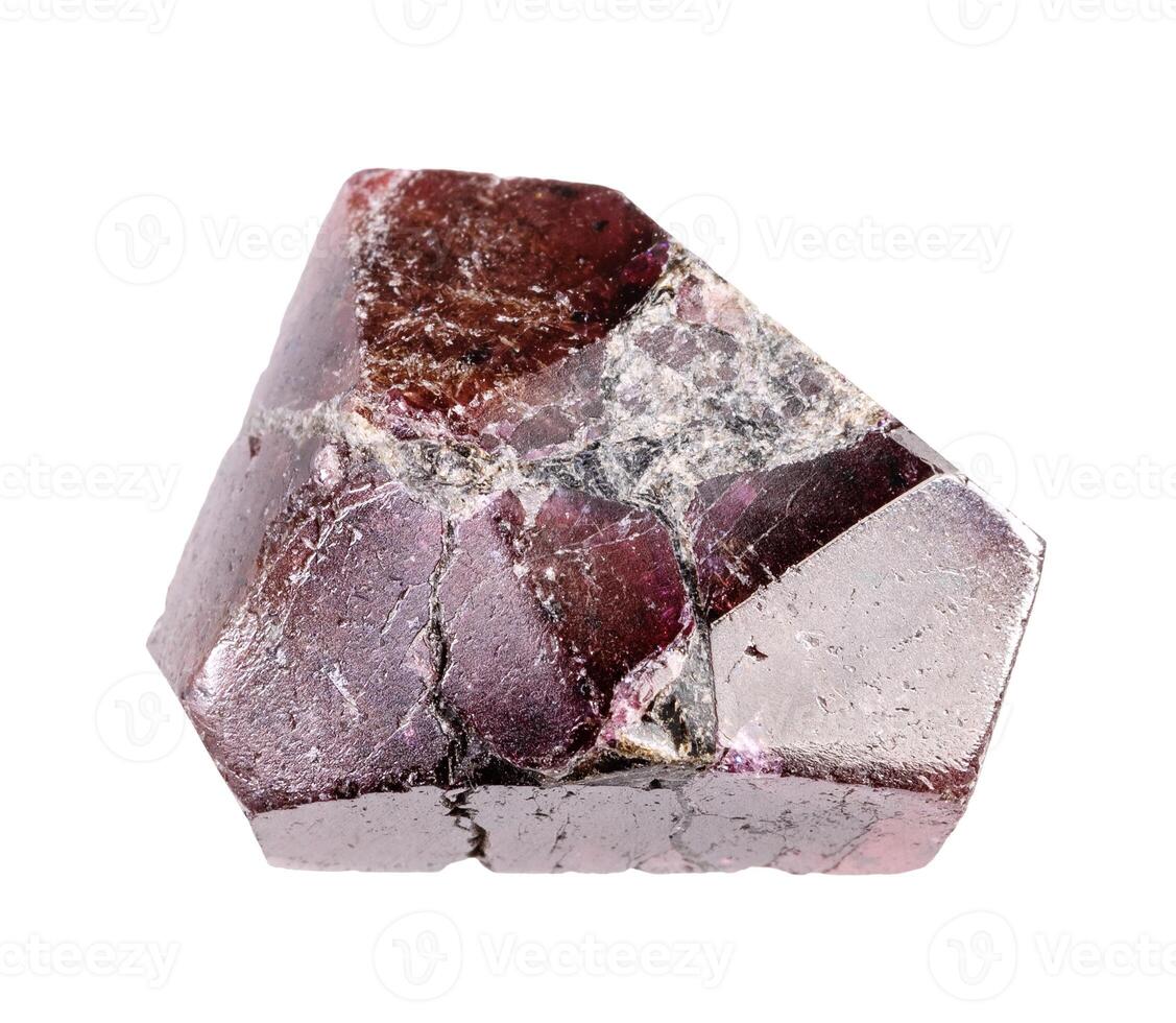 unpolished rhodolite pyrope crystal isolated photo