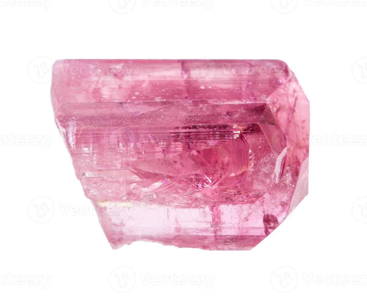 unpolished rubellite crystal isolated on white photo