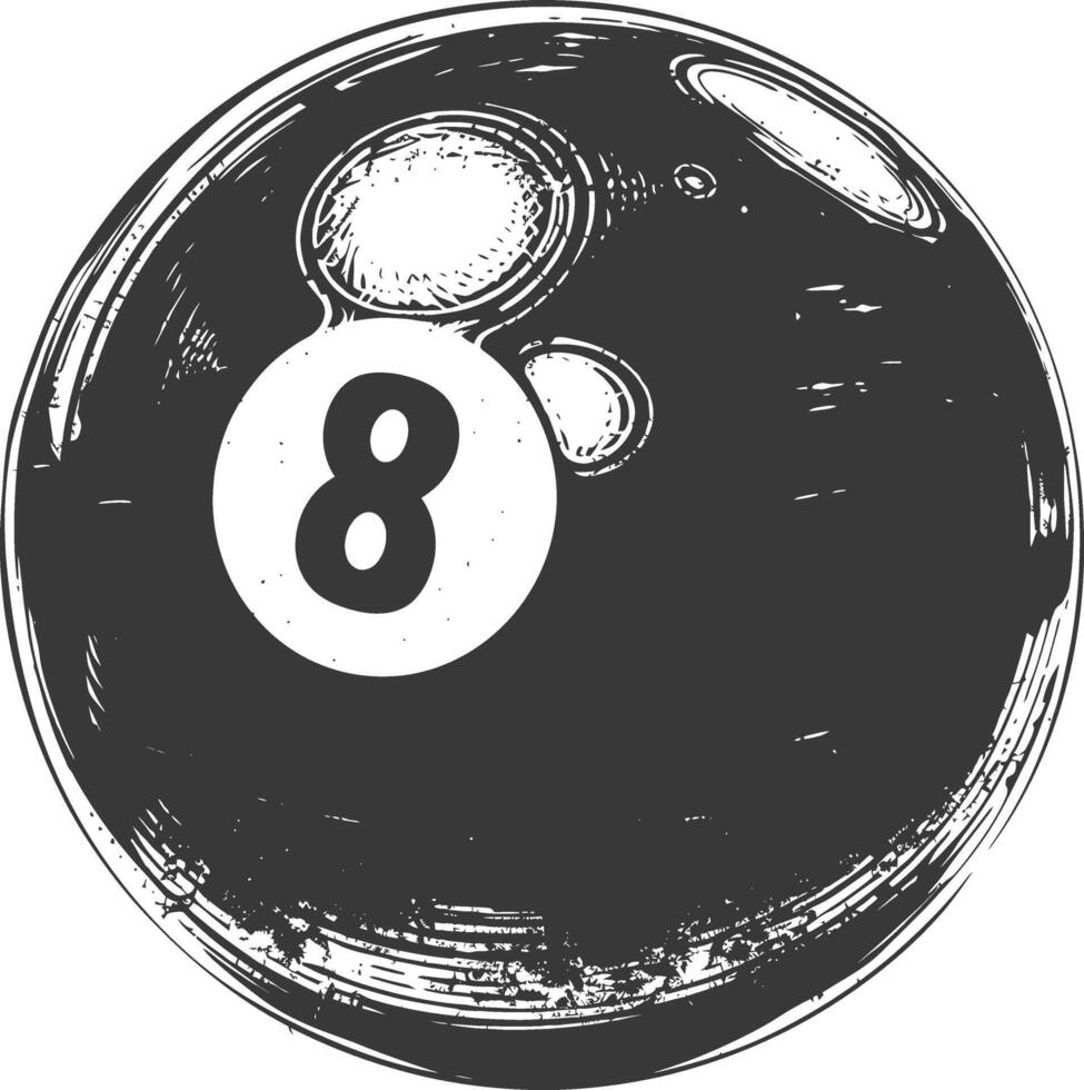 AI generated silhouette billiard ball number 8 black color only vector