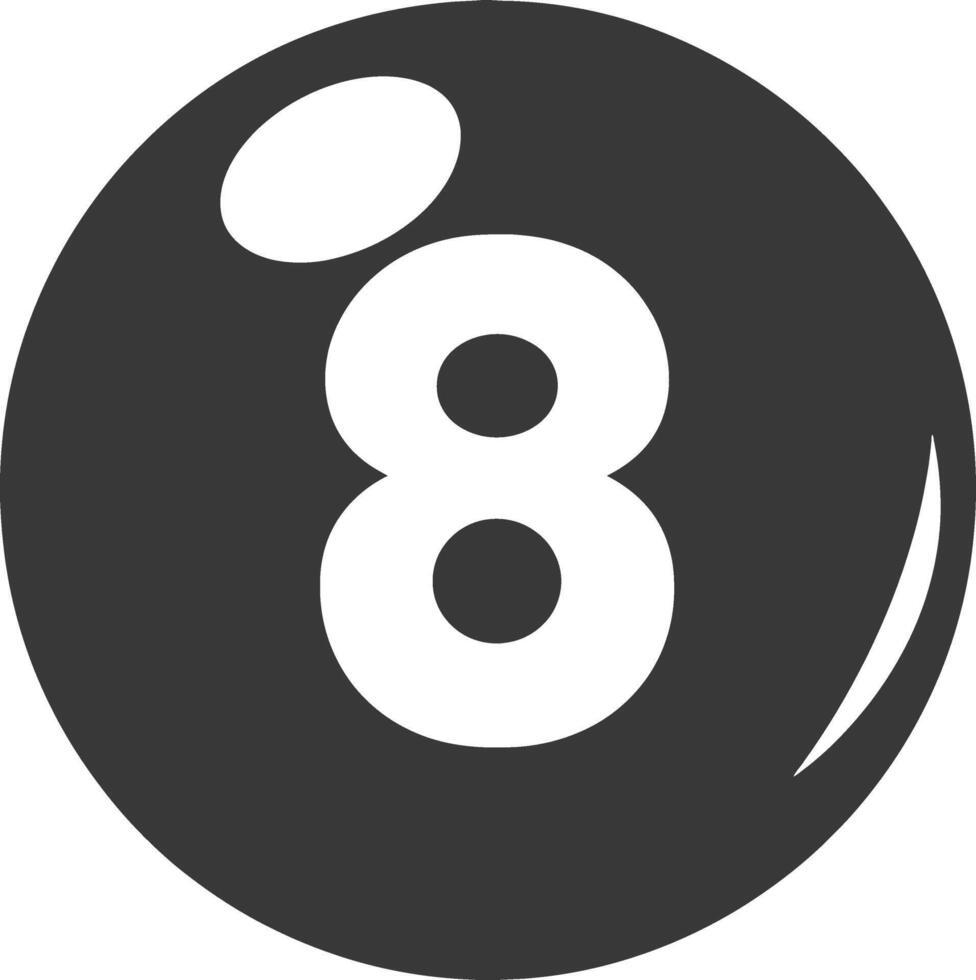 AI generated silhouette billiard ball number 8 black color only vector