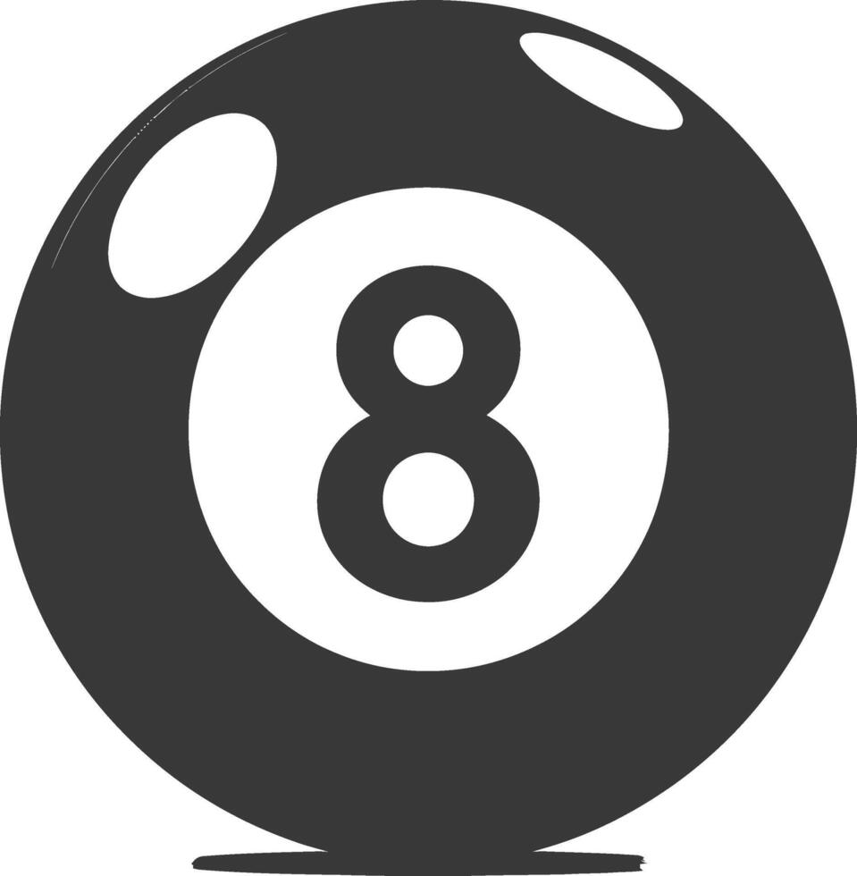 AI generated silhouette billiard ball number 8 black color only vector