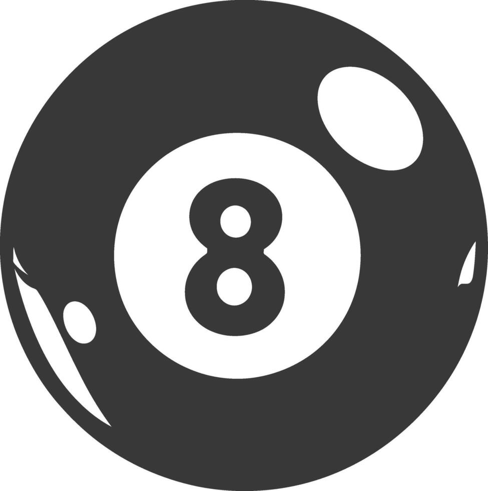 AI generated silhouette billiard ball number 8 black color only vector