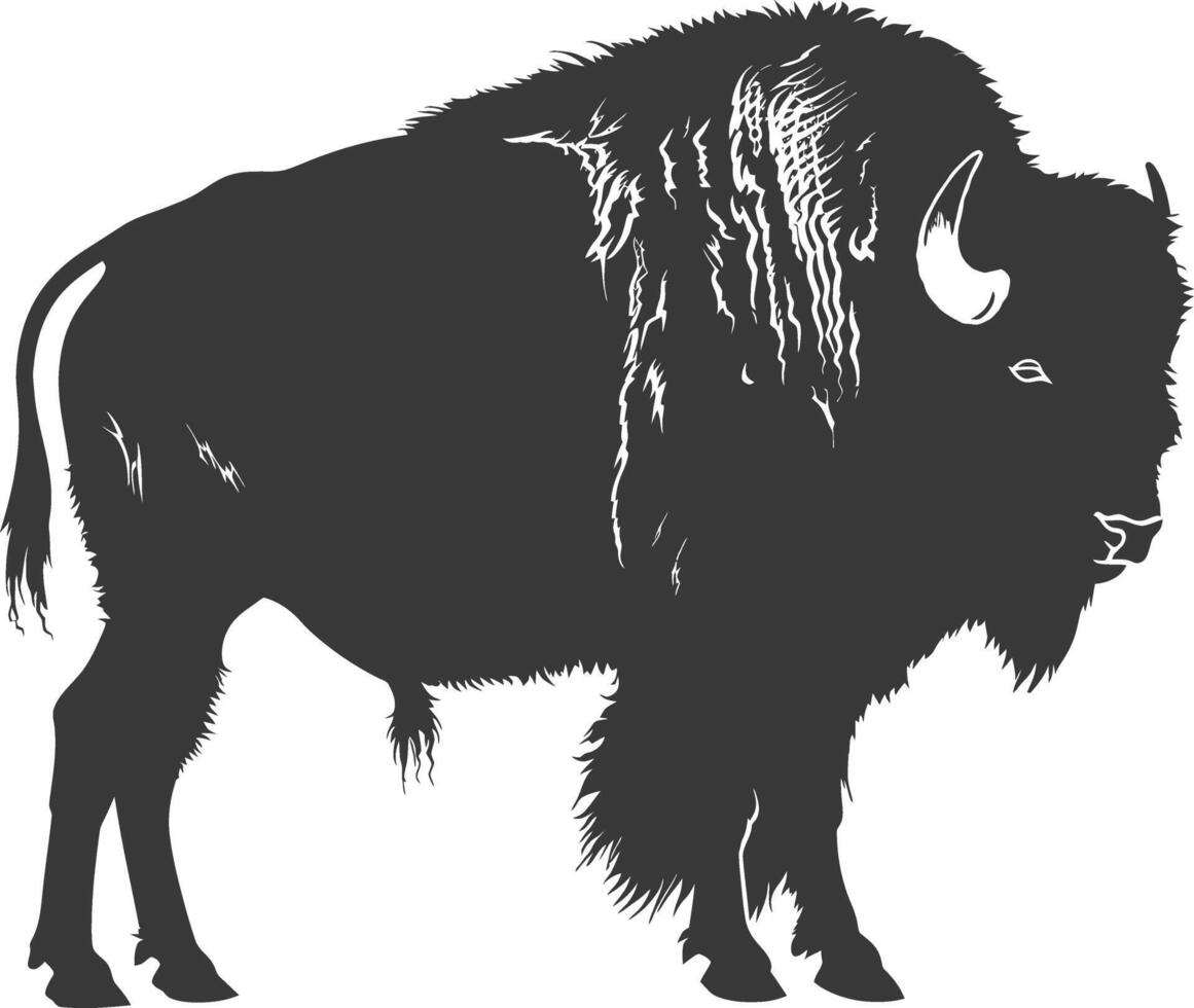 AI generated Silhouette bison animal black color only full body vector