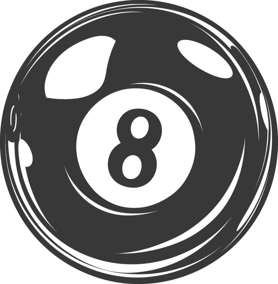 AI generated silhouette billiard ball number 8 black color only vector