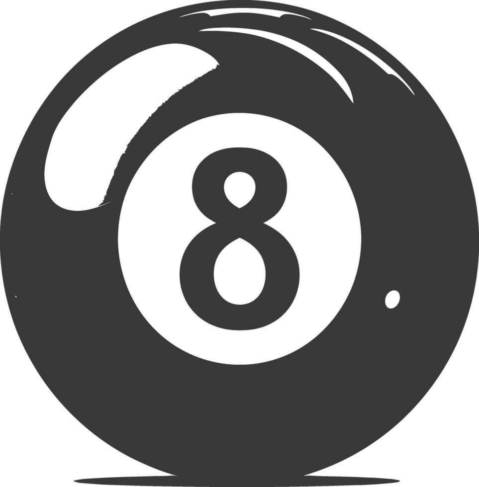 AI generated silhouette billiard ball number 8 black color only vector