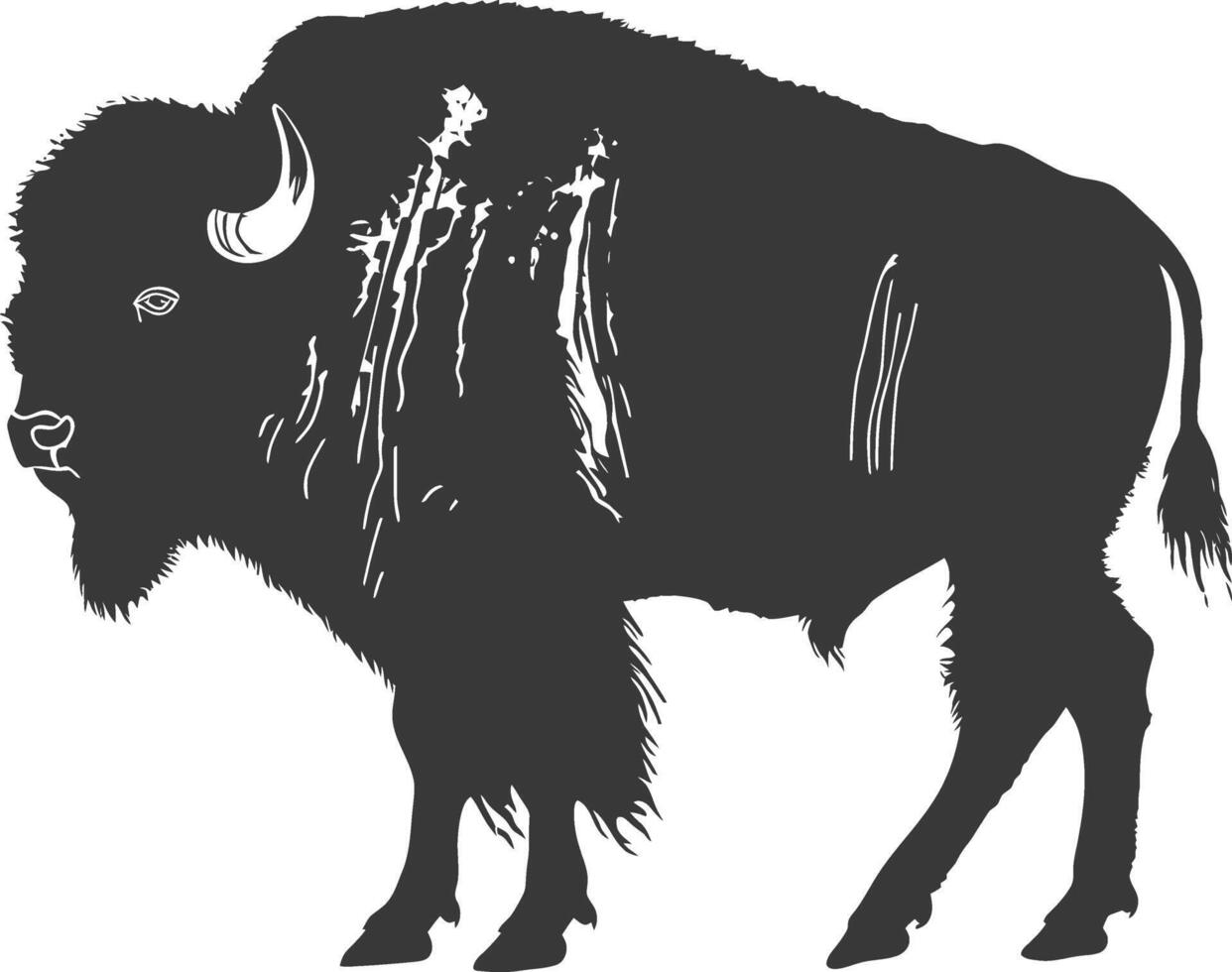 AI generated Silhouette bison animal black color only full body vector