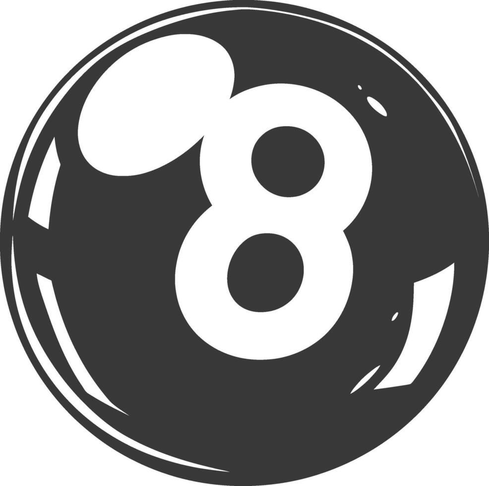 AI generated silhouette billiard ball number 8 black color only vector