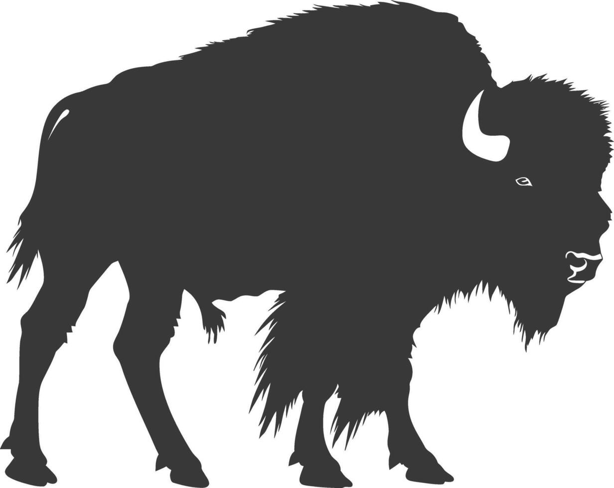 AI generated Silhouette bison animal black color only full body vector