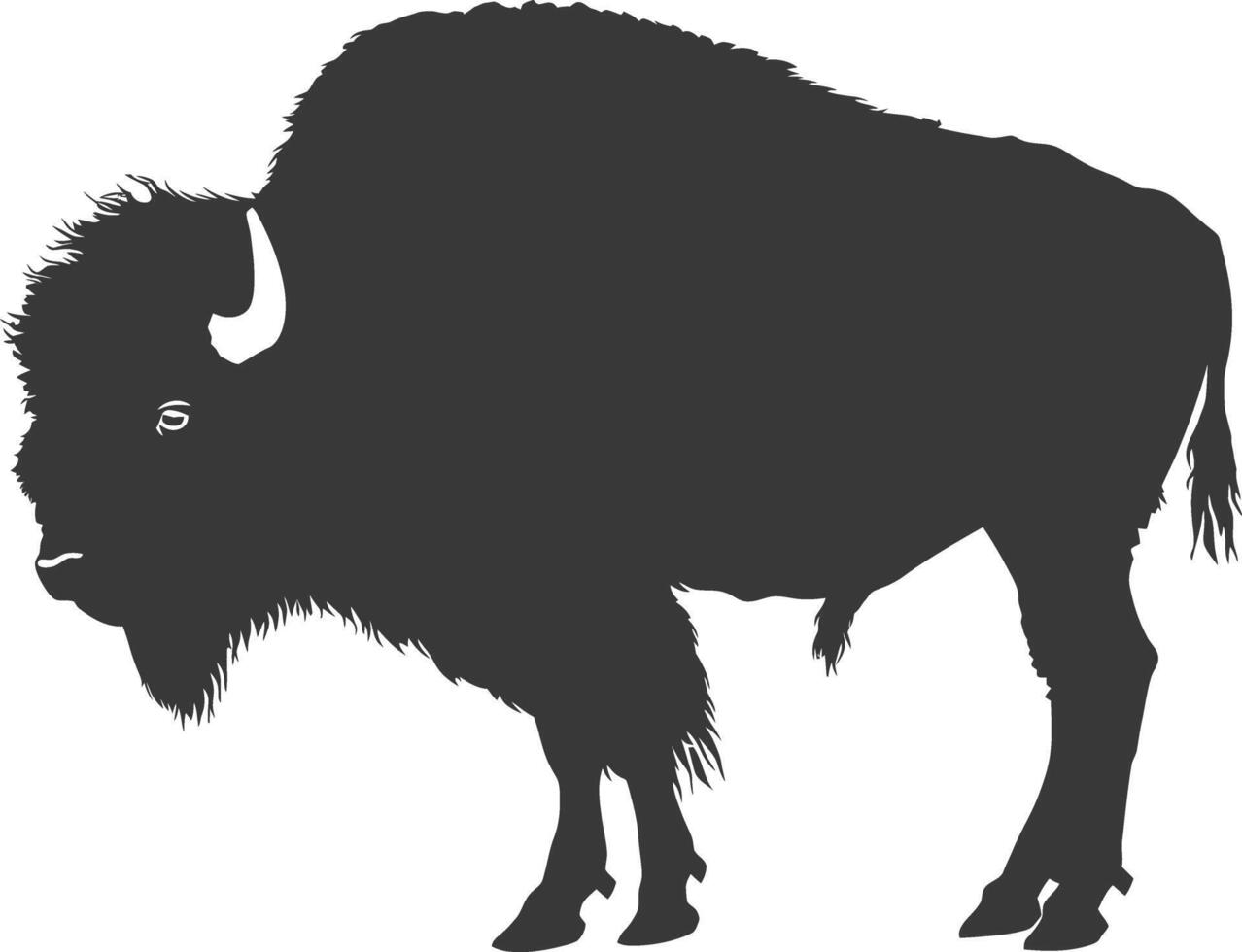 AI generated Silhouette bison animal black color only full body vector