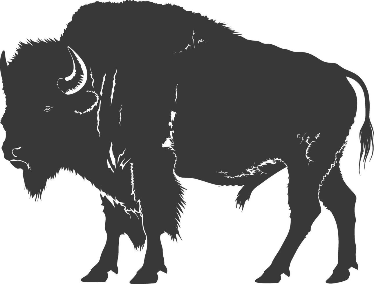 AI generated Silhouette bison animal black color only full body vector