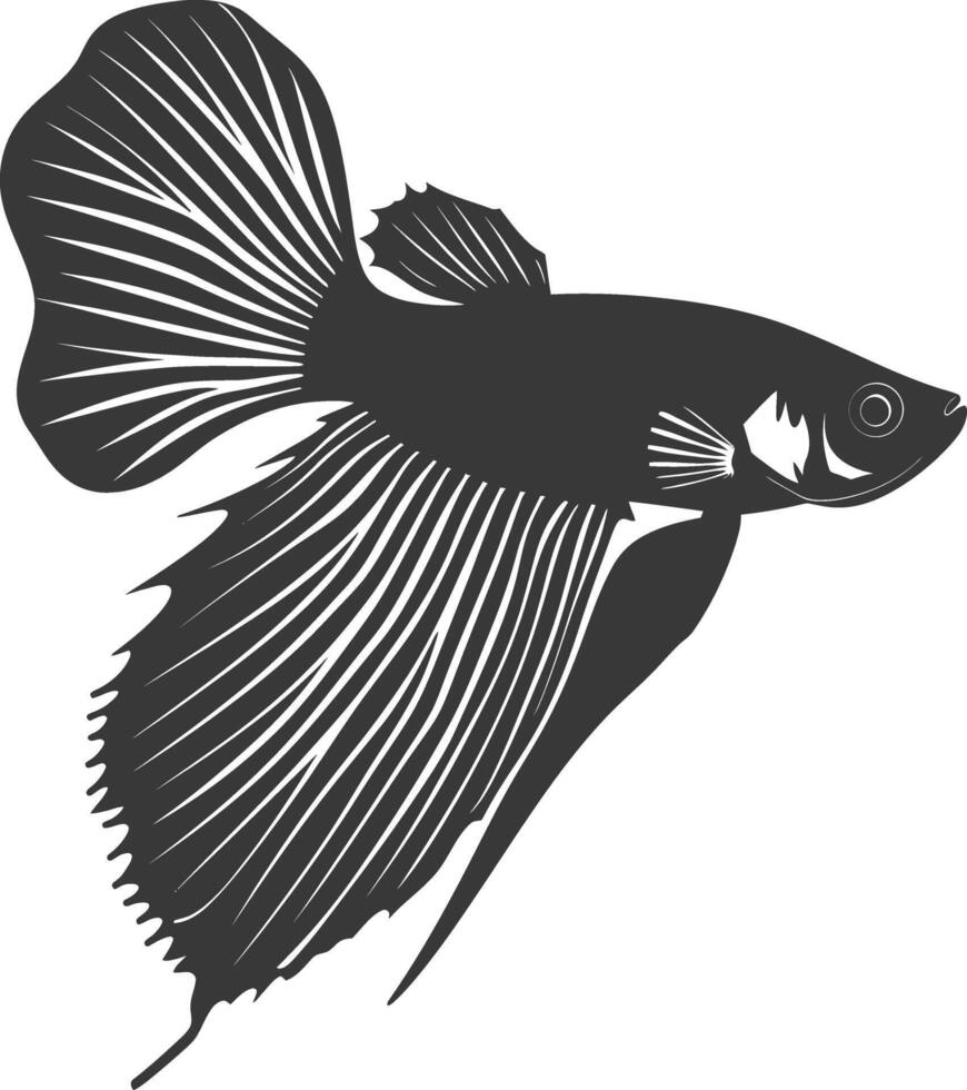 AI generated Silhouette guppy fish animal black color only full body vector