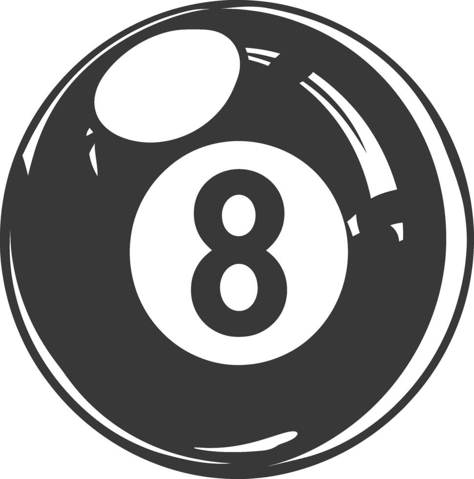 AI generated silhouette billiard ball number 8 black color only vector