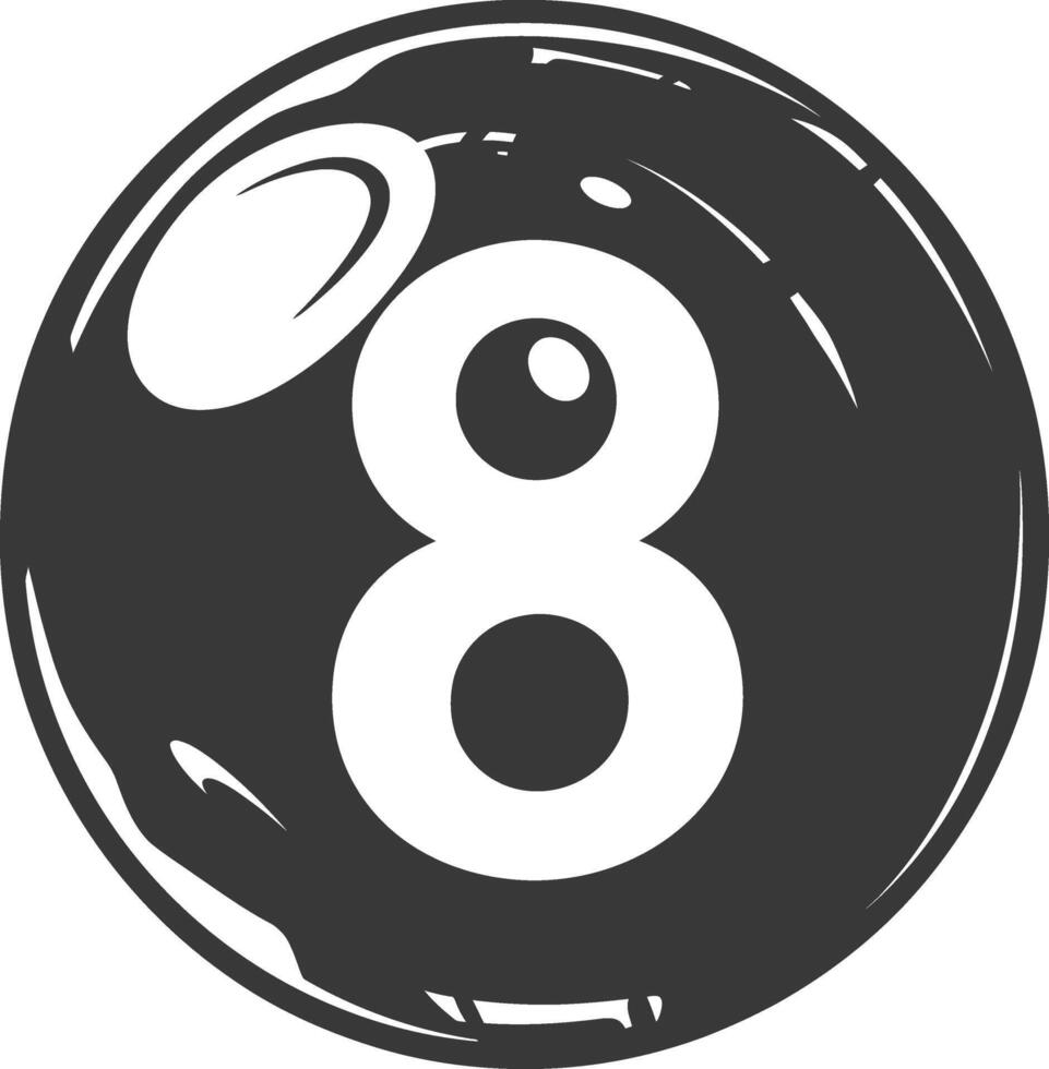 AI generated silhouette billiard ball number 8 black color only vector