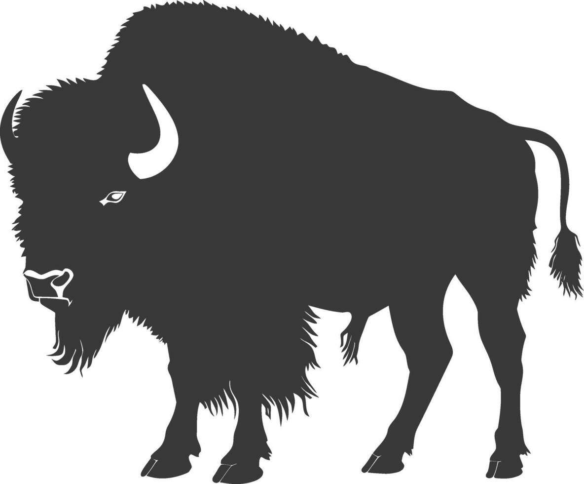 AI generated Silhouette bison animal black color only full body vector