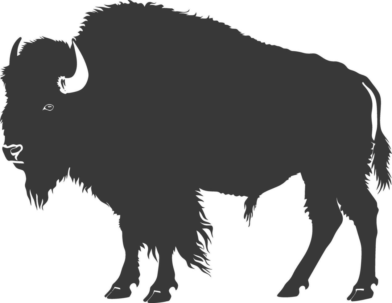 AI generated Silhouette bison animal black color only full body vector