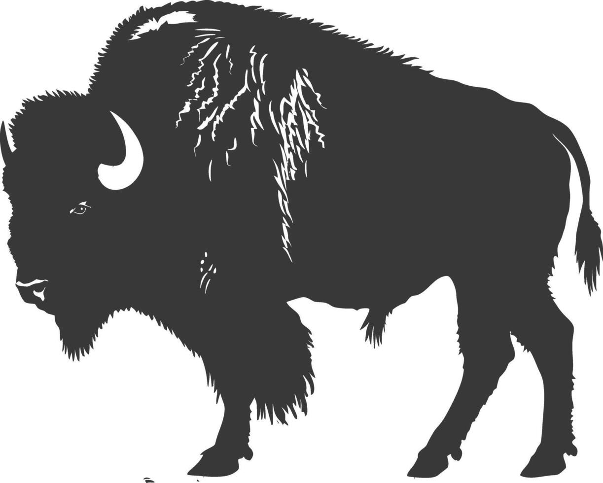 AI generated Silhouette bison animal black color only full body vector