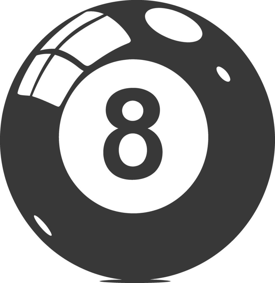 AI generated silhouette billiard ball number 8 black color only vector