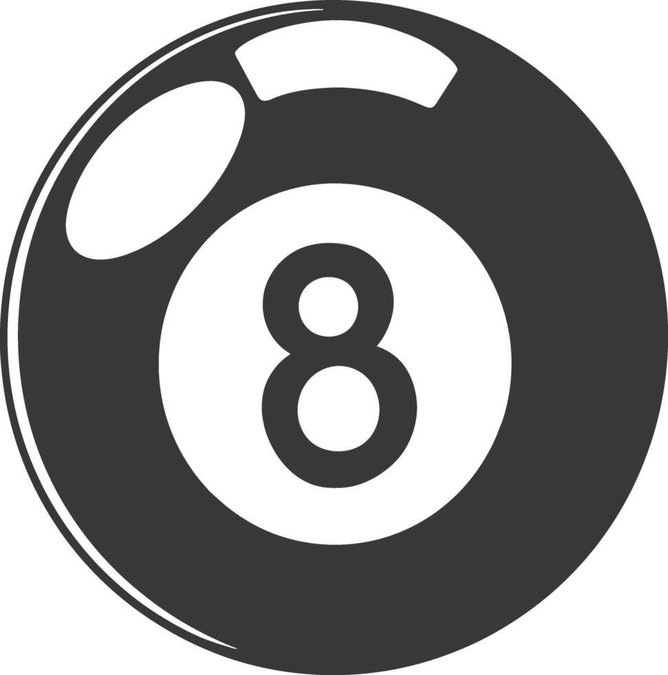 AI generated silhouette billiard ball number 8 black color only vector