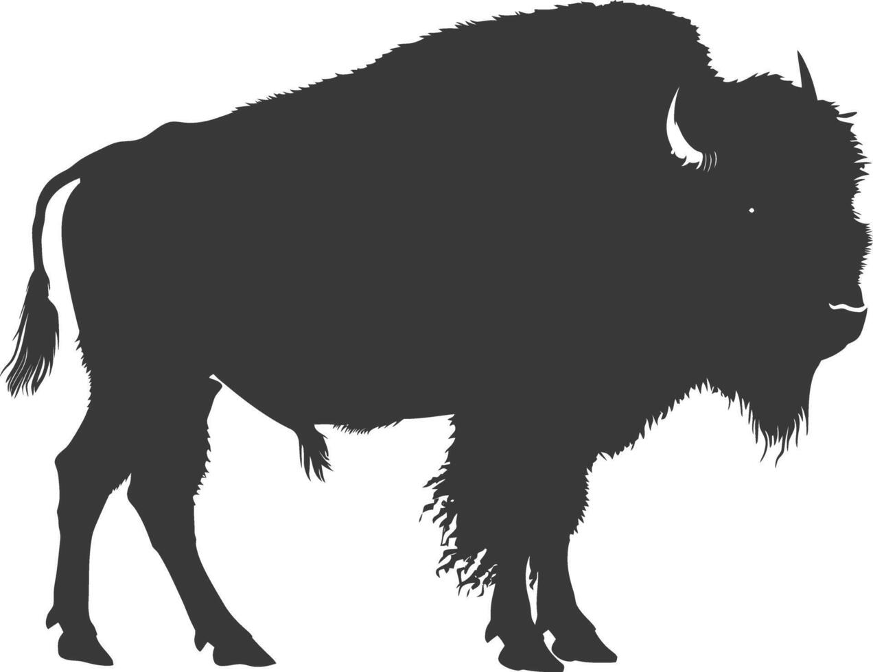 AI generated Silhouette bison animal black color only full body vector