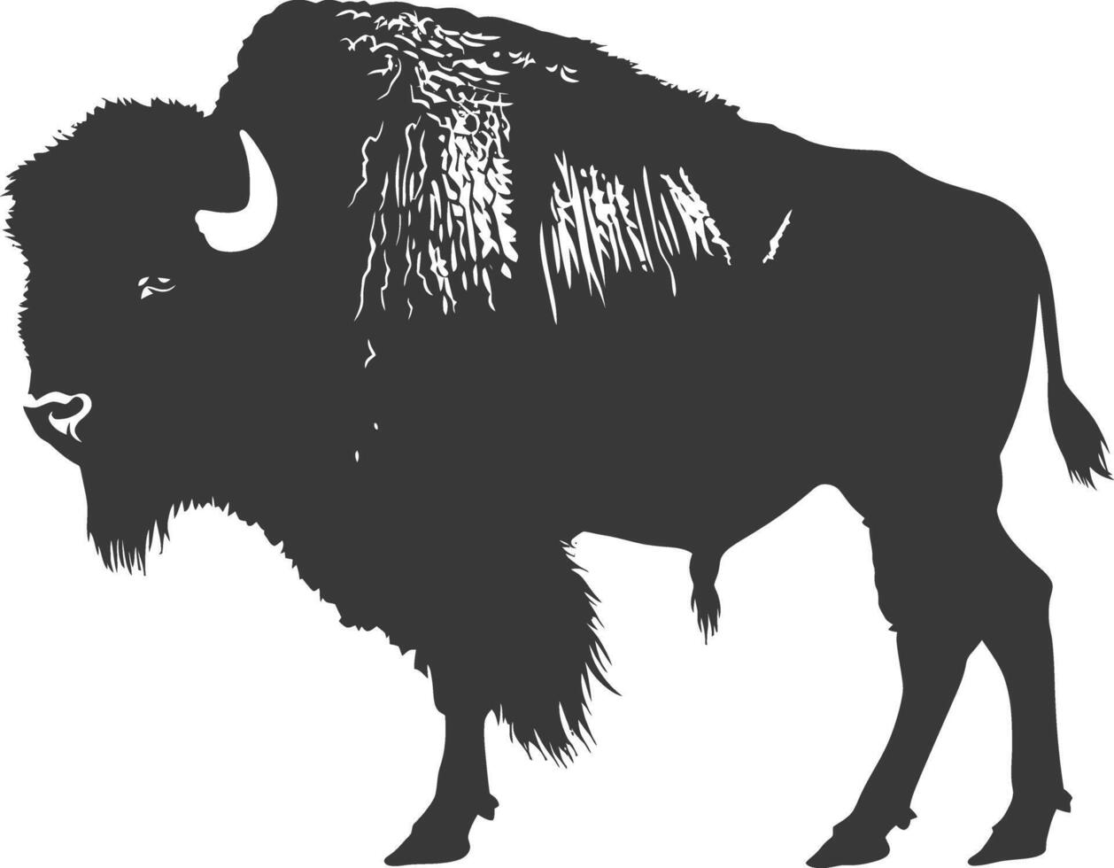 AI generated Silhouette bison animal black color only full body vector