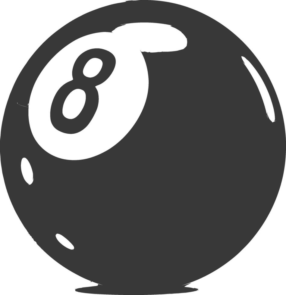 ai generado silueta de billar pelota número 8 negro color solamente vector