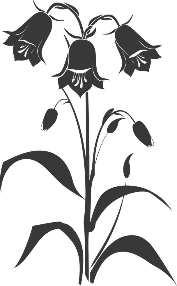 AI generated Silhouette bluebell flower black color only vector